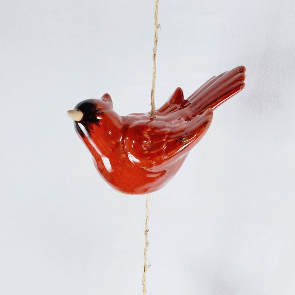 Rustic Hanging Ceramic WELCOME Sign Letters Red Cardinal 55" Long Snow Pinecones - Picture 3 of 6